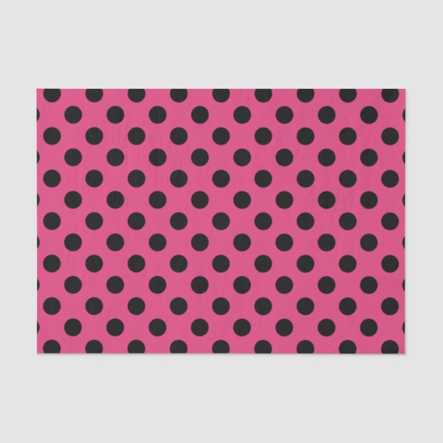 Black polka dots on fuchsia tissue paper (Front)