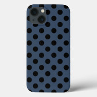 Black polka dots on gray-blue Case-Mate iPhone cas
