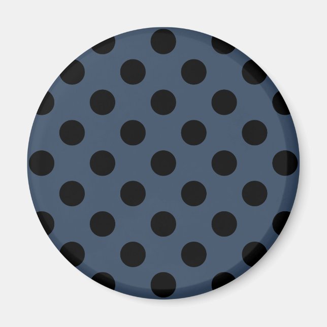 Black polka dots on gray-blue magnet (Front)