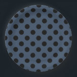 Black polka dots on gray-blue paper plate<br><div class="desc">Black polka dots on gray-blue</div>