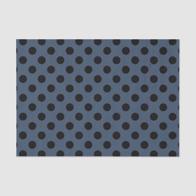 Black polka dots on gray-blue tissue paper (Front)