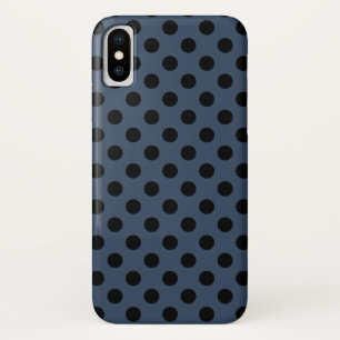 Black polka dots on grey-blue Case-Mate iPhone case
