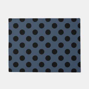Black polka dots on grey-blue doormat