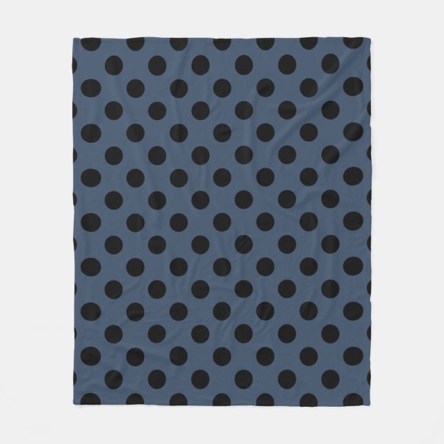 Black polka dots on grey-blue fleece blanket (Front)