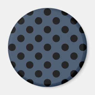 Black polka dots on grey-blue magnet
