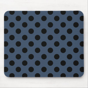 Black polka dots on grey-blue mouse pad