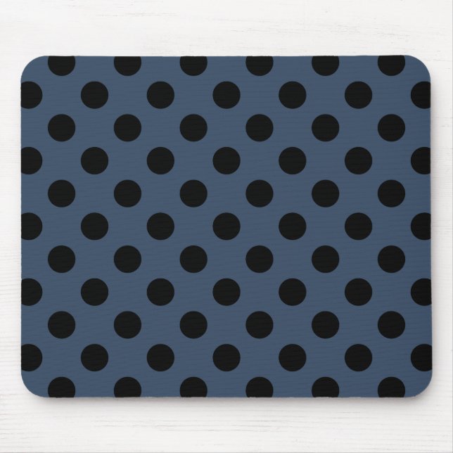 Black polka dots on grey-blue mouse pad (Front)