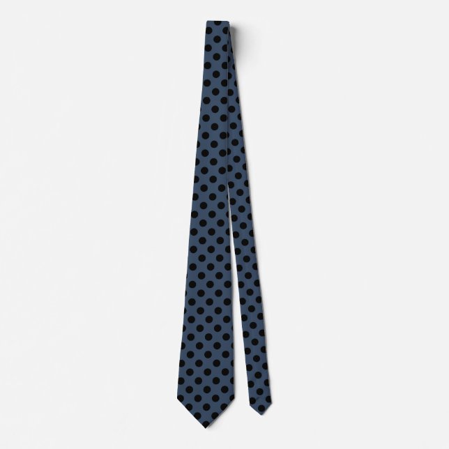 Black polka dots on grey-blue tie (Front)