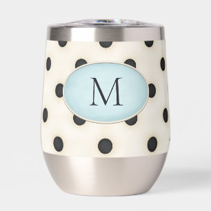Black Polka Dots on Ivory Monogrammed (Pale Blue)