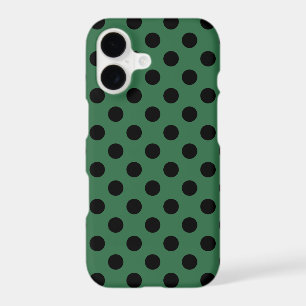Black polka dots on kelly green