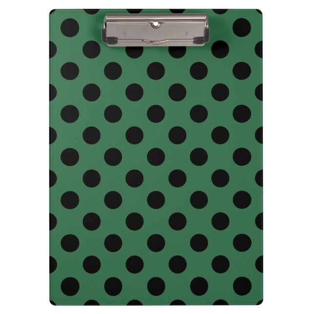Black polka dots on kelly green clipboard (Front)