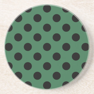 Black polka dots on kelly green coaster