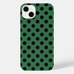 Black polka dots on kelly green iPhone 14 plus case