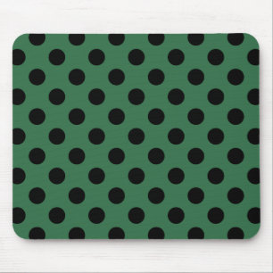 Black polka dots on kelly green mouse pad