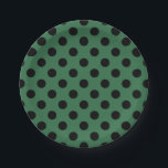 Black polka dots on kelly green paper plate<br><div class="desc">Black polka dots on kelly green</div>