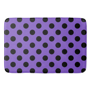 Black polka dots on lavender bath mat