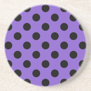 Black polka dots on lavender coaster