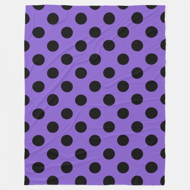 Black polka dots on lavender fleece blanket (Front)