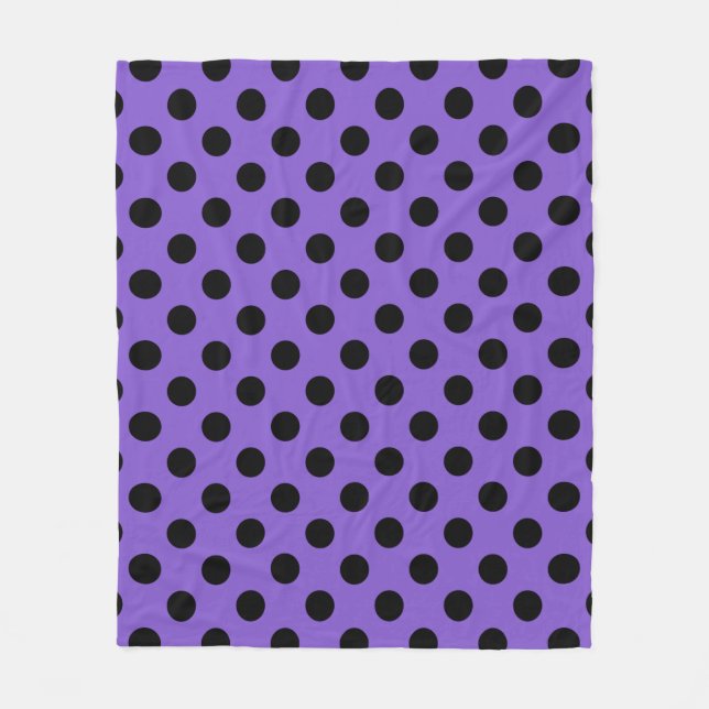 Black polka dots on lavender fleece blanket (Front)