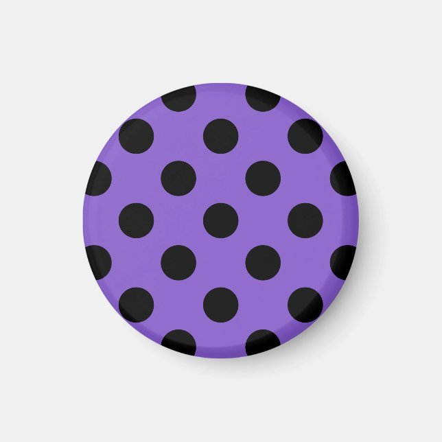 Black polka dots on lavender magnet (Front)