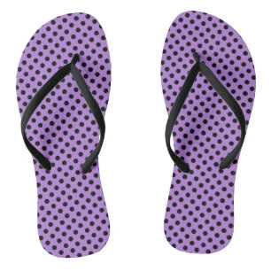 Black Polka Dots on Lavender Purple Jandals