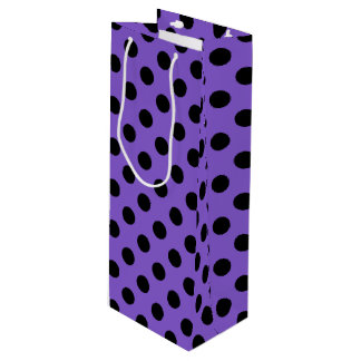 Black polka dots on lavender wine gift bag