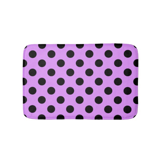Black polka dots on lilac bath mat (Front)