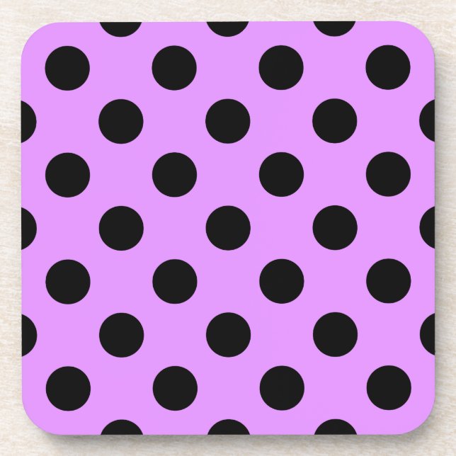Black polka dots on lilac coaster (Front)