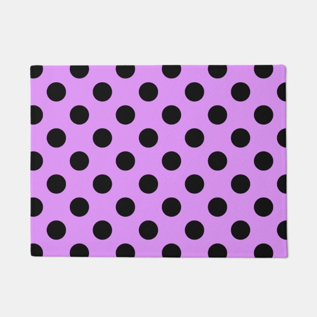 Black polka dots on lilac doormat (Front)