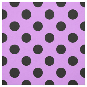 Black polka dots on lilac fabric