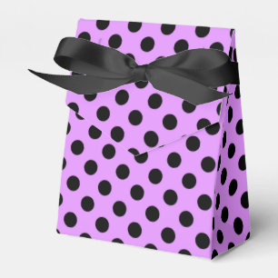 Black polka dots on lilac favour box