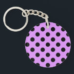 Black polka dots on lilac key ring<br><div class="desc">Black polka dots on lilac</div>