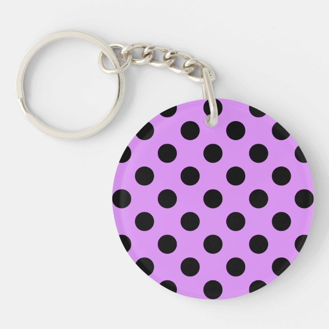Black polka dots on lilac key ring (Front)