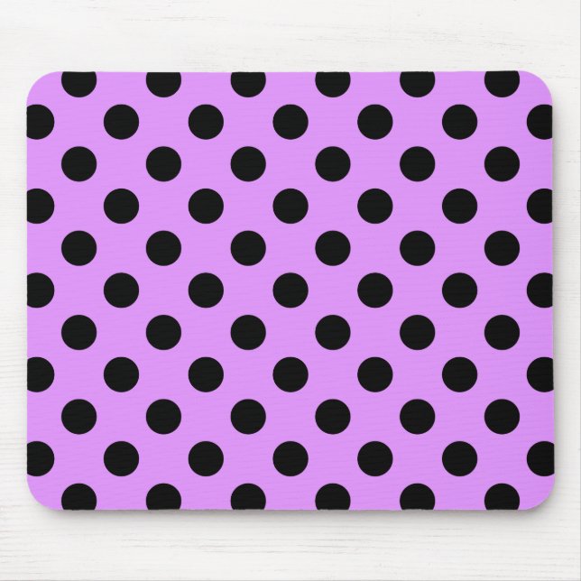Black polka dots on lilac mouse pad (Front)