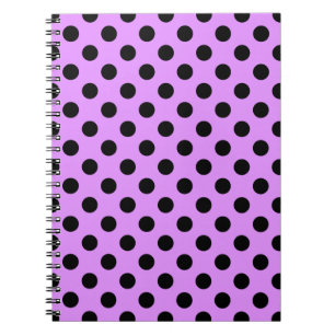 Black polka dots on lilac spiral notebook