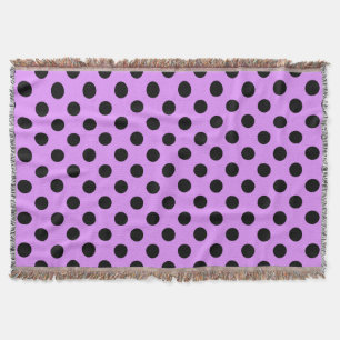 Black polka dots on lilac throw blanket