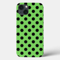 Black polka dots on lime green Case-Mate iPhone ca