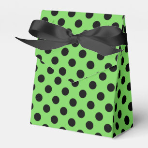 Black polka dots on lime green favour box