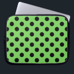 Black polka dots on lime green laptop sleeve<br><div class="desc">Black polka dots on lime green</div>