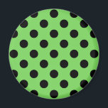 Black polka dots on lime green magnet<br><div class="desc">Black polka dots on lime green</div>