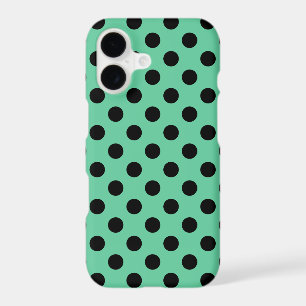 Black polka dots on mint green