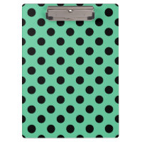Black polka dots on mint green