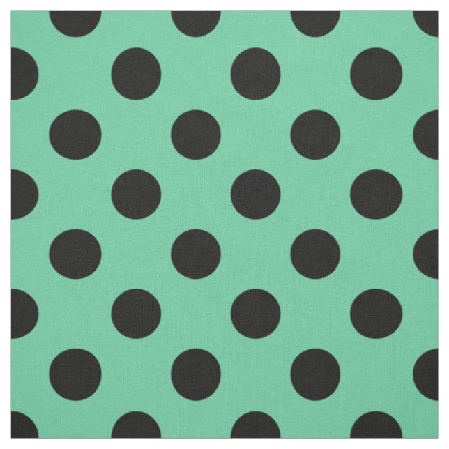 Black polka dots on mint green fabric (Swatch)