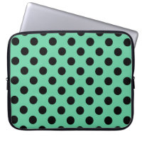 Black polka dots on mint green