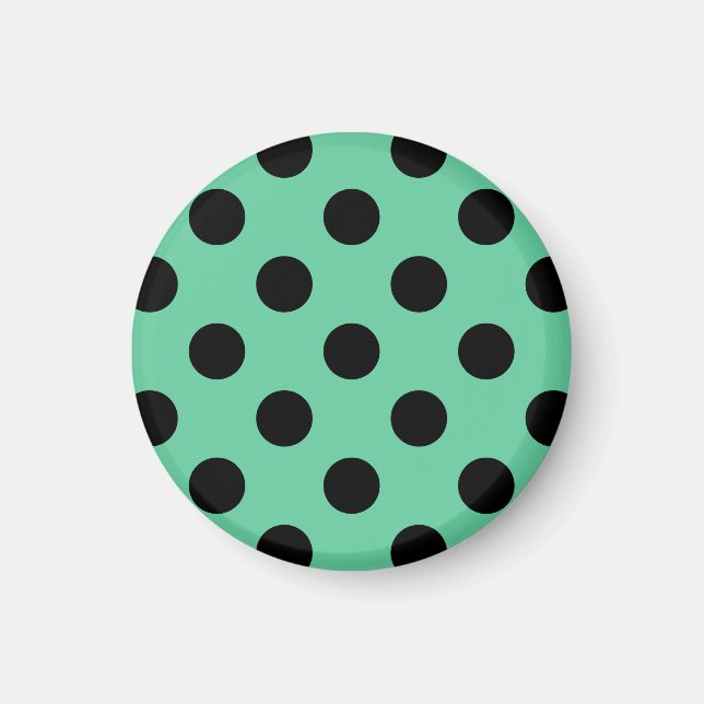Black polka dots on mint green magnet (Front)