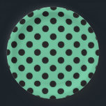 Black polka dots on mint green paper plate<br><div class="desc">Black polka dots on mint green</div>