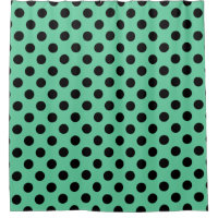 Black polka dots on mint green