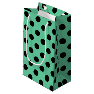 Black polka dots on mint green small gift bag
