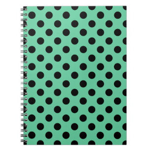 Black polka dots on mint green spiral notebook