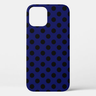 Black polka dots on navy blue iPhone 12 case